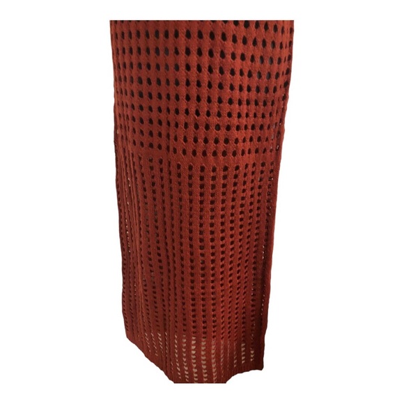 Terracotta Brown crochet look open weave sleeveless sweater‎ knit dress size M - Picture 7 of 16